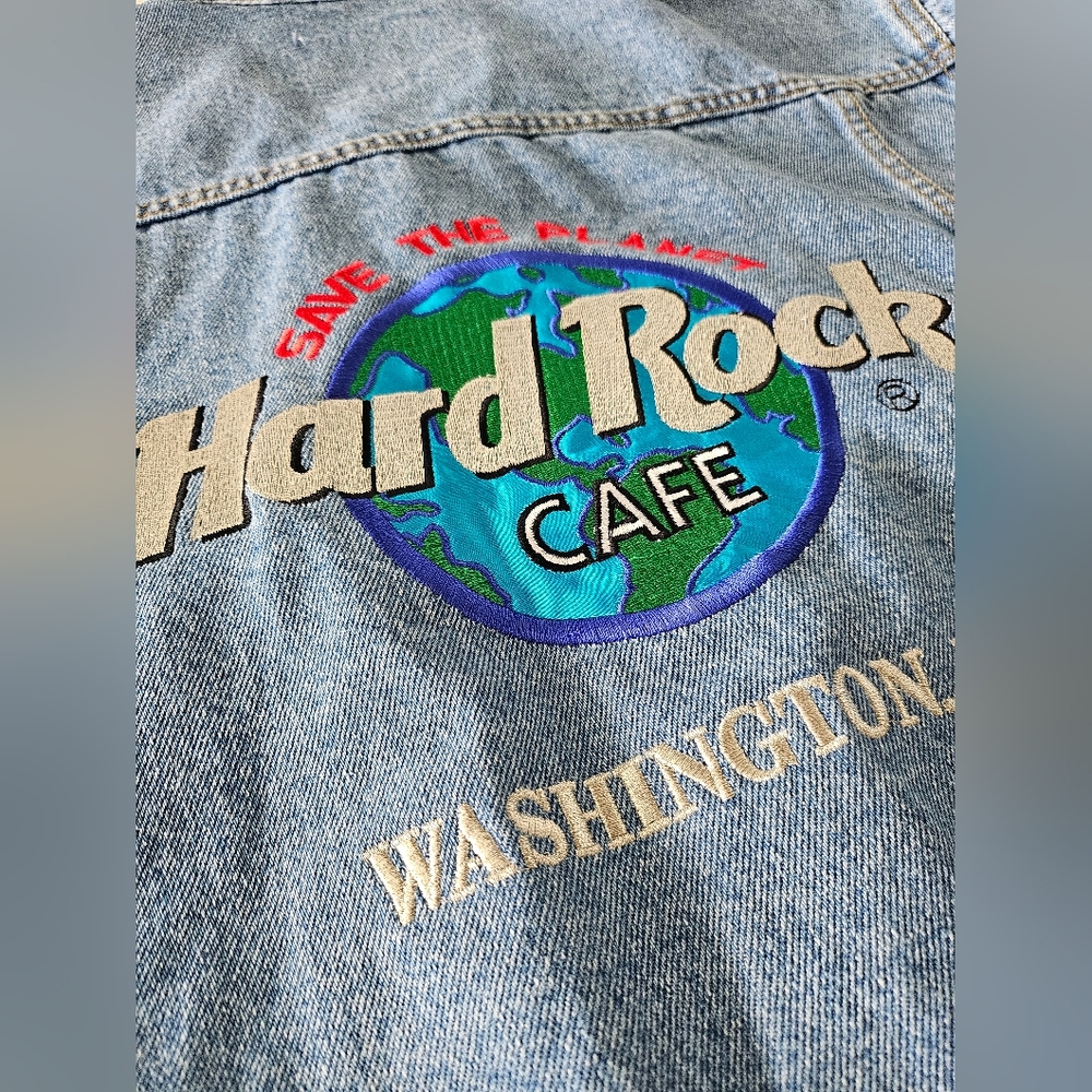 NWT VTG Hard Rock Cafe Save The Planet Denim Jean Jacket M Unisex WASHINGTON DC